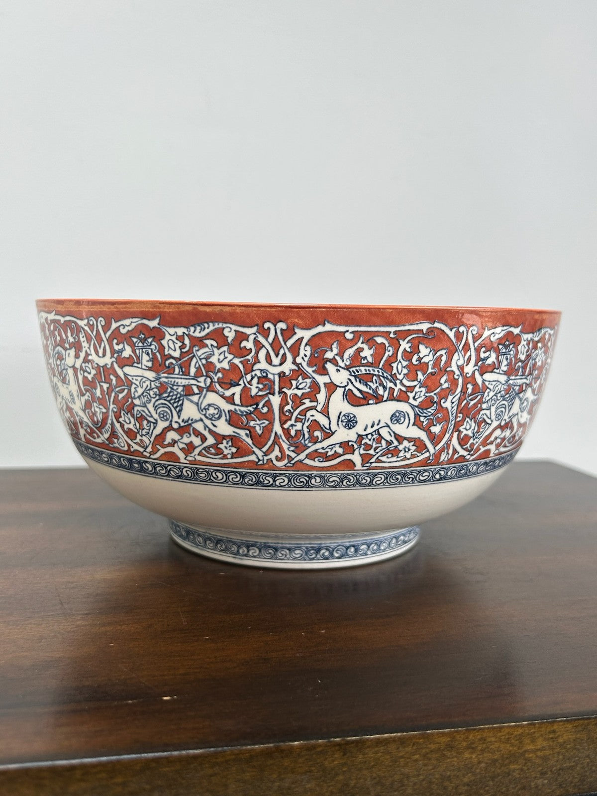 Wedgwood Persian Style Bowl Hunting Frieze Gazelles Red Ground Earl Buckman Coll2