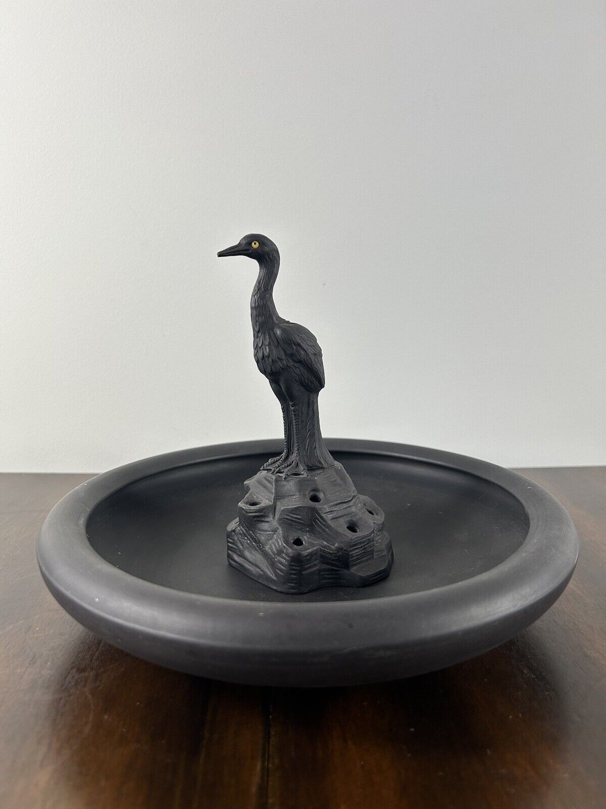 Wedgwood Basalt Figurine of Stork in Bowl