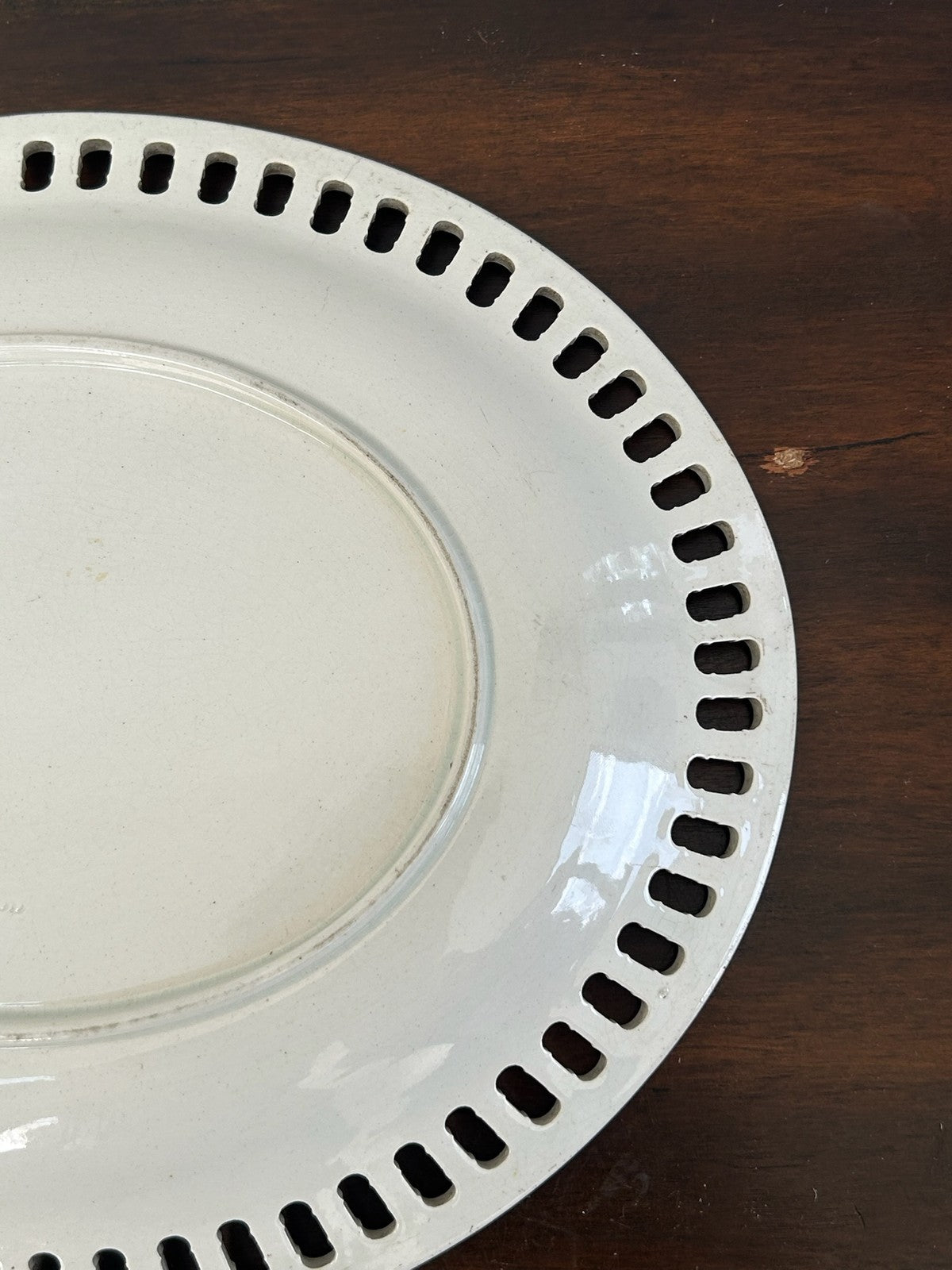 Wedgwood Creamware Oval Reticulated Dish Pierced Border Antique6