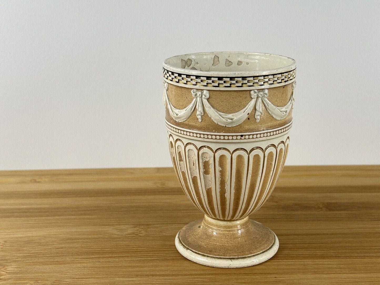 Wedgwood Creamware AF Pedestal Vase Yellow Early 19th Century