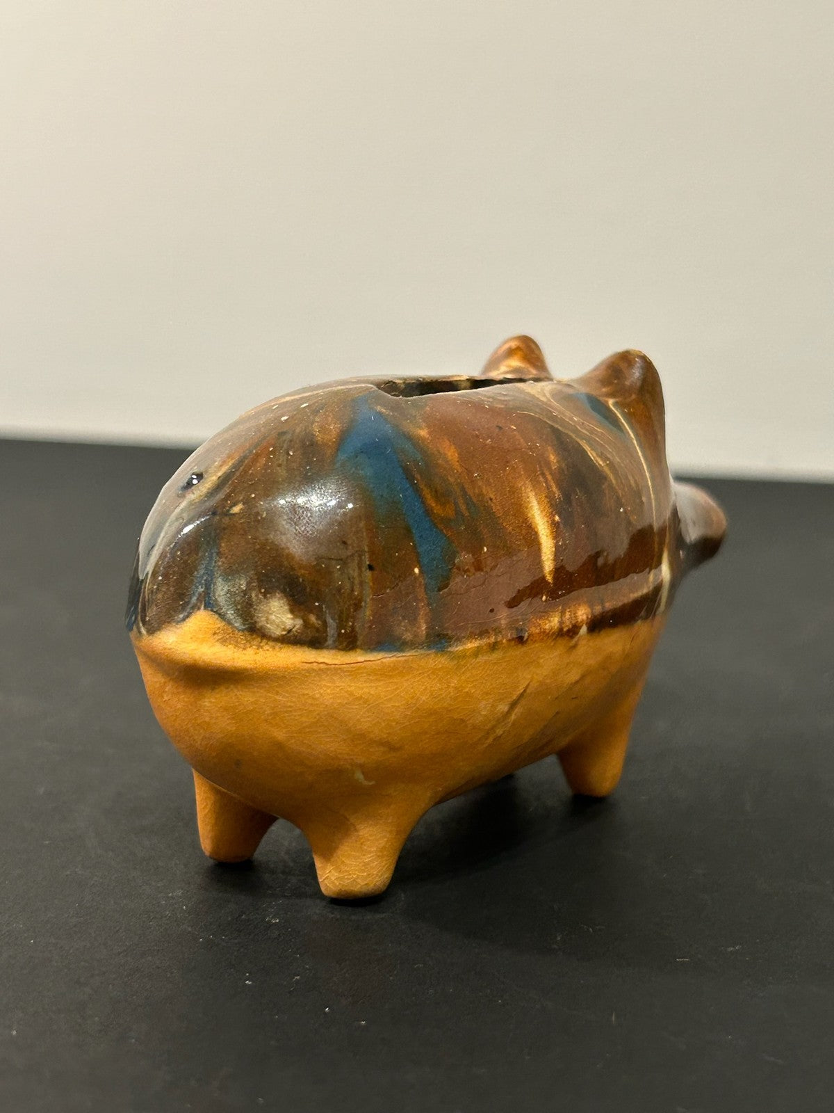 Antique 19th Century Slipware Pig Money Box Trailed Slip Earthenware Folk 11cm6