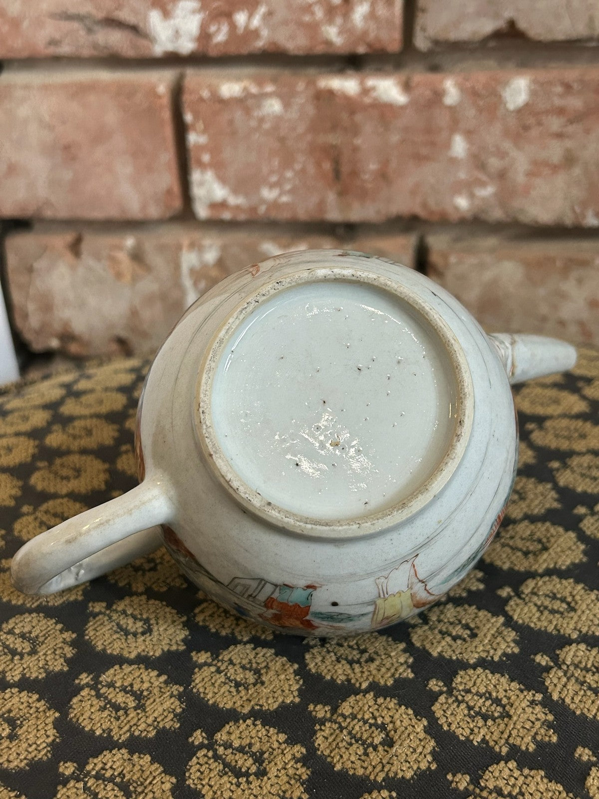 Antique Chinese Export Famille Rose Teapot Figures Under Tree Hand Painted22