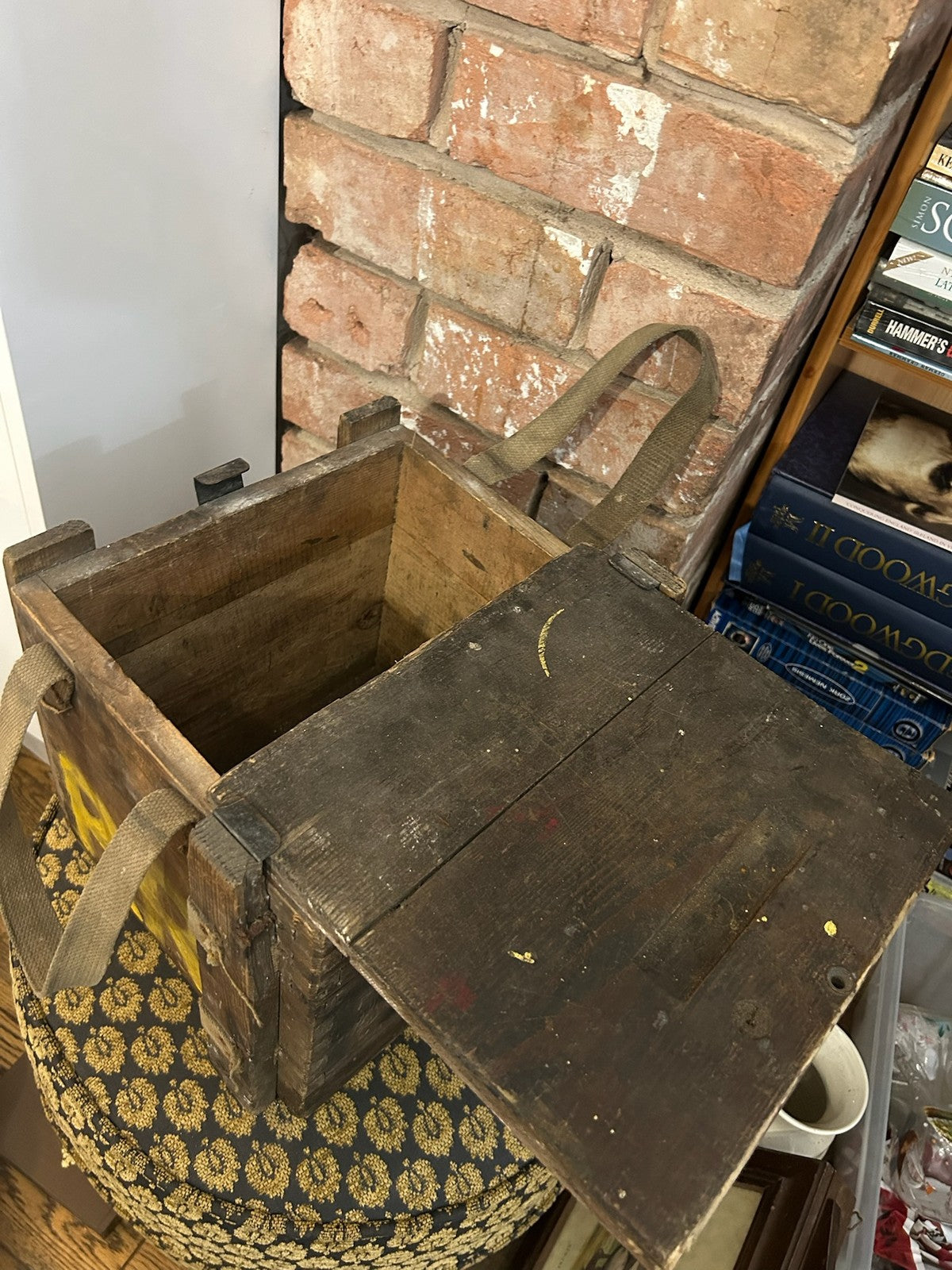 Vintage Wooden Crate Box Stencilled Letters 1951 Rustic Storage Industrial7