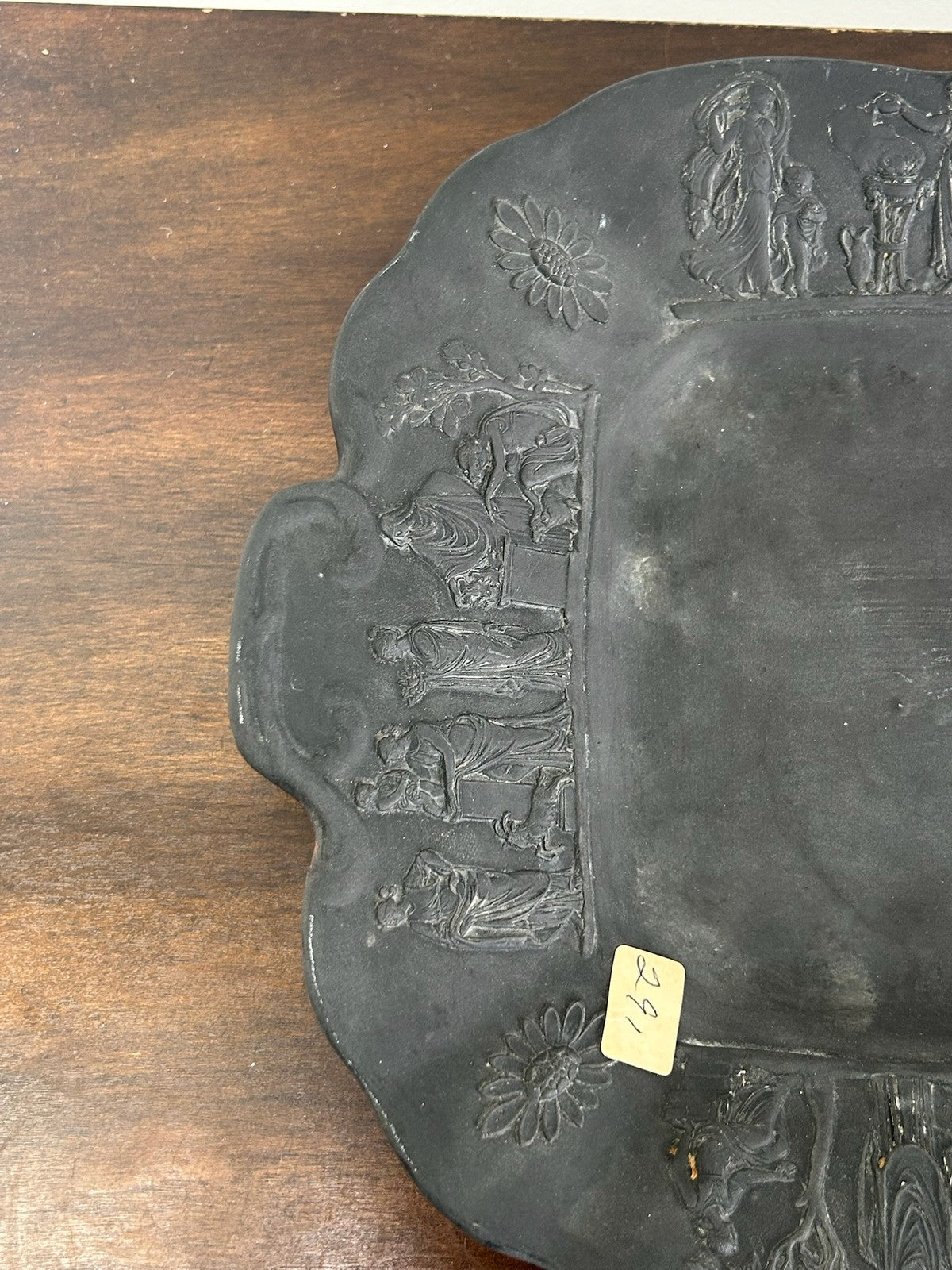 Wedgwood Black Basalt Shaped Dish Impressed WEDGWOOD 19th C 22x251