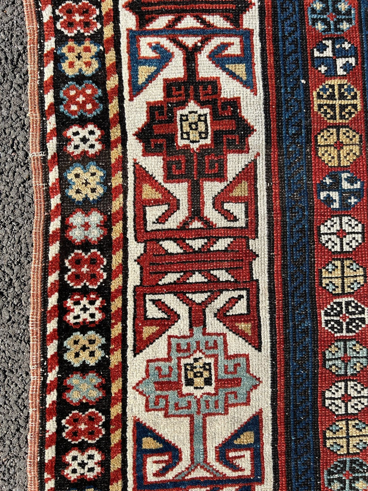 Antique Caucasian Kuba Shirvan Afshan Rug Hand Knotted Wool Blue 19thC 150x100cm7