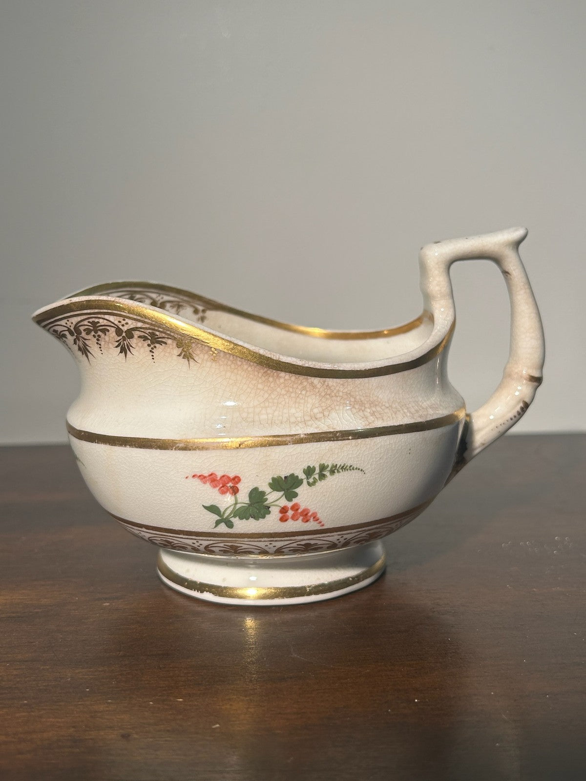 Antique Bloor Derby Porcelain Milk Jug Pitcher Hand Painted Crazed 14cm1