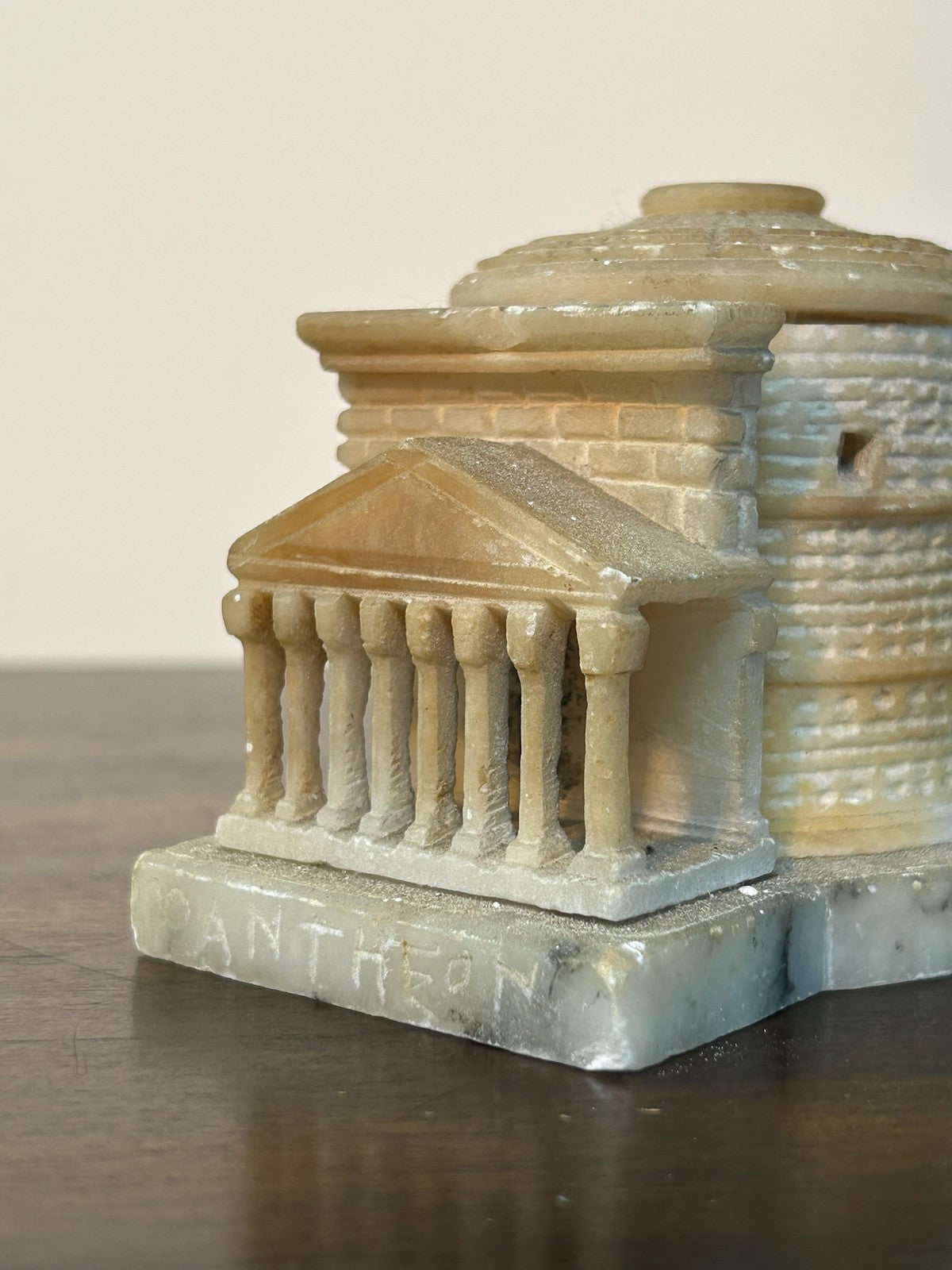 Grand Tour Carved Alabaster Model of the Pantheon Rome on Marble Base9