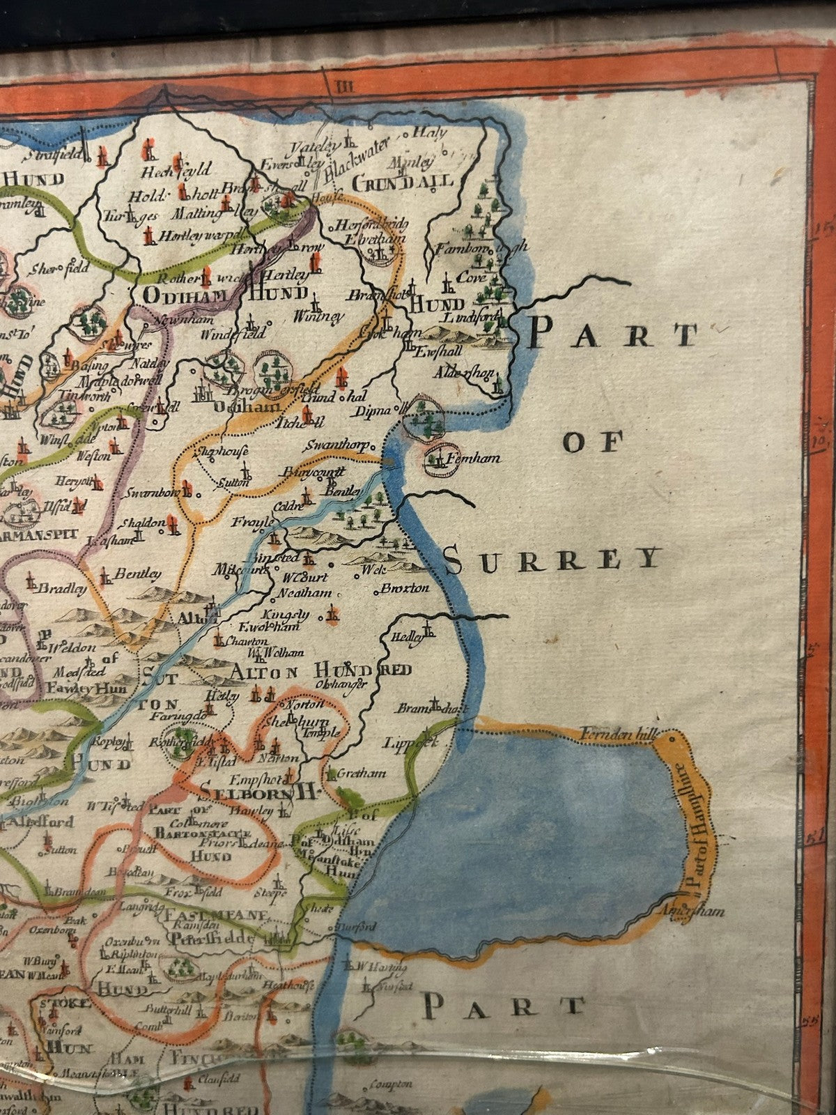 Antique Hampshire Map Robert Morden 1695 Camden Britannia Hand Coloured Framed4