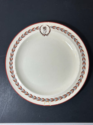 Antique Wedgwood Queens Ware Crested Plate Eagle Laurel Mortlocks 1887 25cm A/F