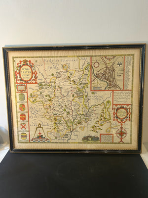 John Speed Worcestershire Map 1610 Hondius Sudbury Humble English Text Framed