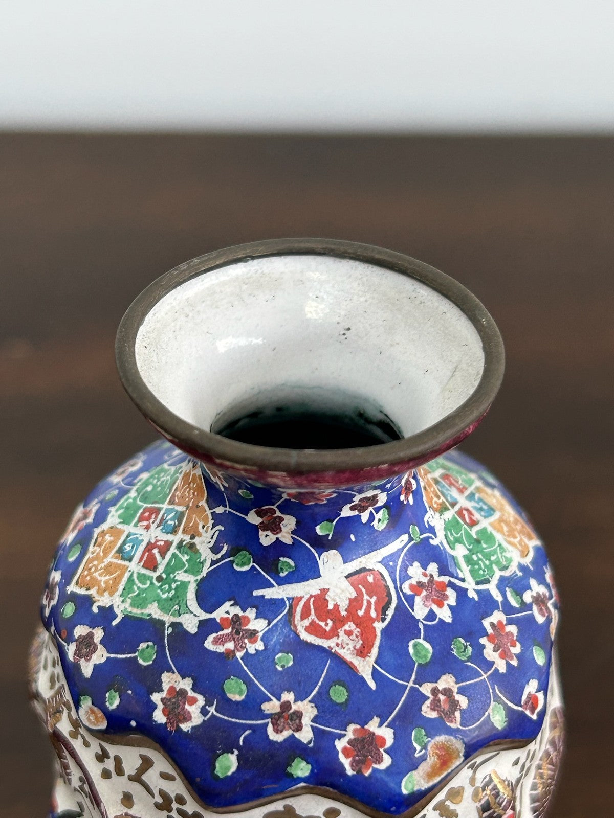 Persian Islamic Qajar Style Enamelled Baluster Vases Floral5