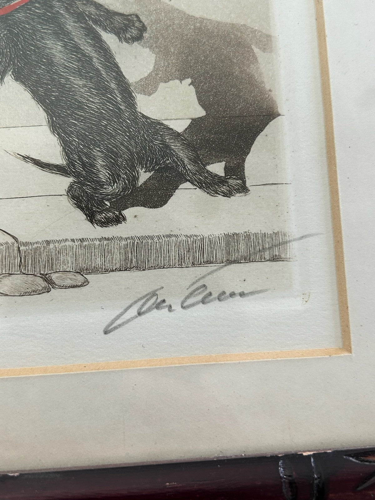 Pair Boris O'Klein Dirty Dogs of Paris Comic Drypoint Etchings Signed Framed4