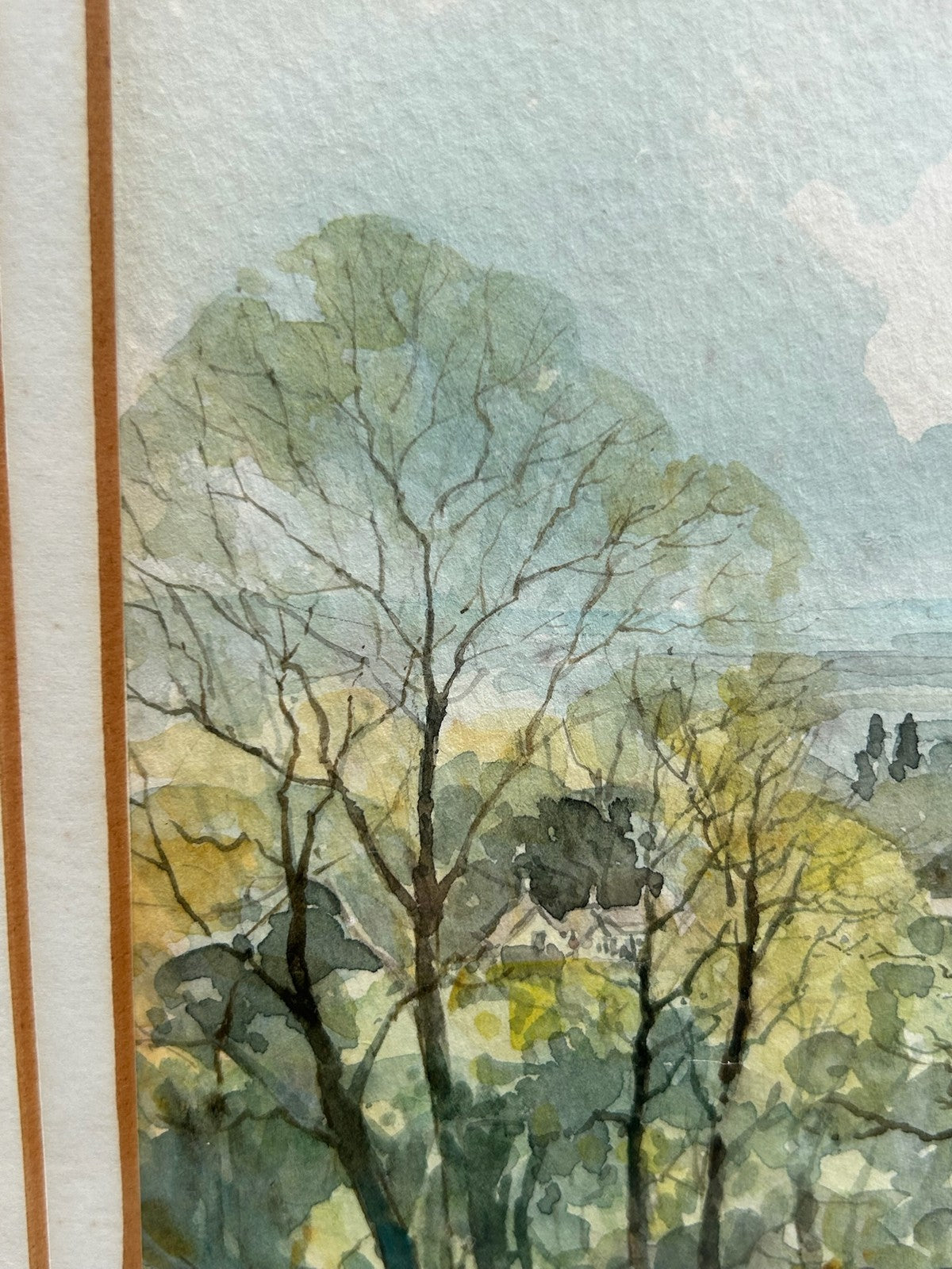 John Davis Watercolour Painting Cathedral Countryside Scene Framed Signed2