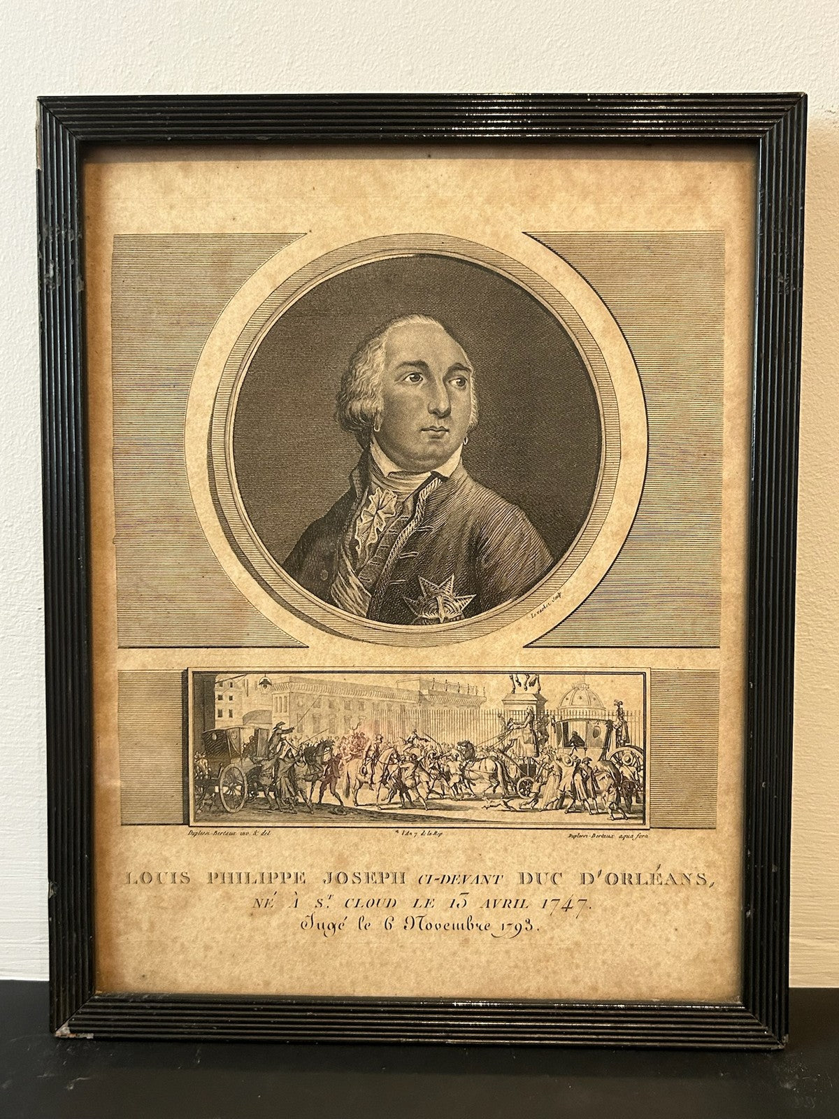 Duc d'Orleans Philippe Egalite French Revolution Aquatint Levachez 1799 Framed0