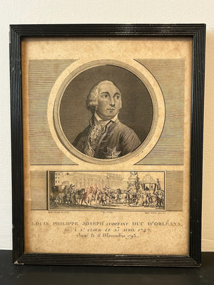 Duc d'Orleans Philippe Egalite French Revolution Aquatint Levachez 1799 Framed