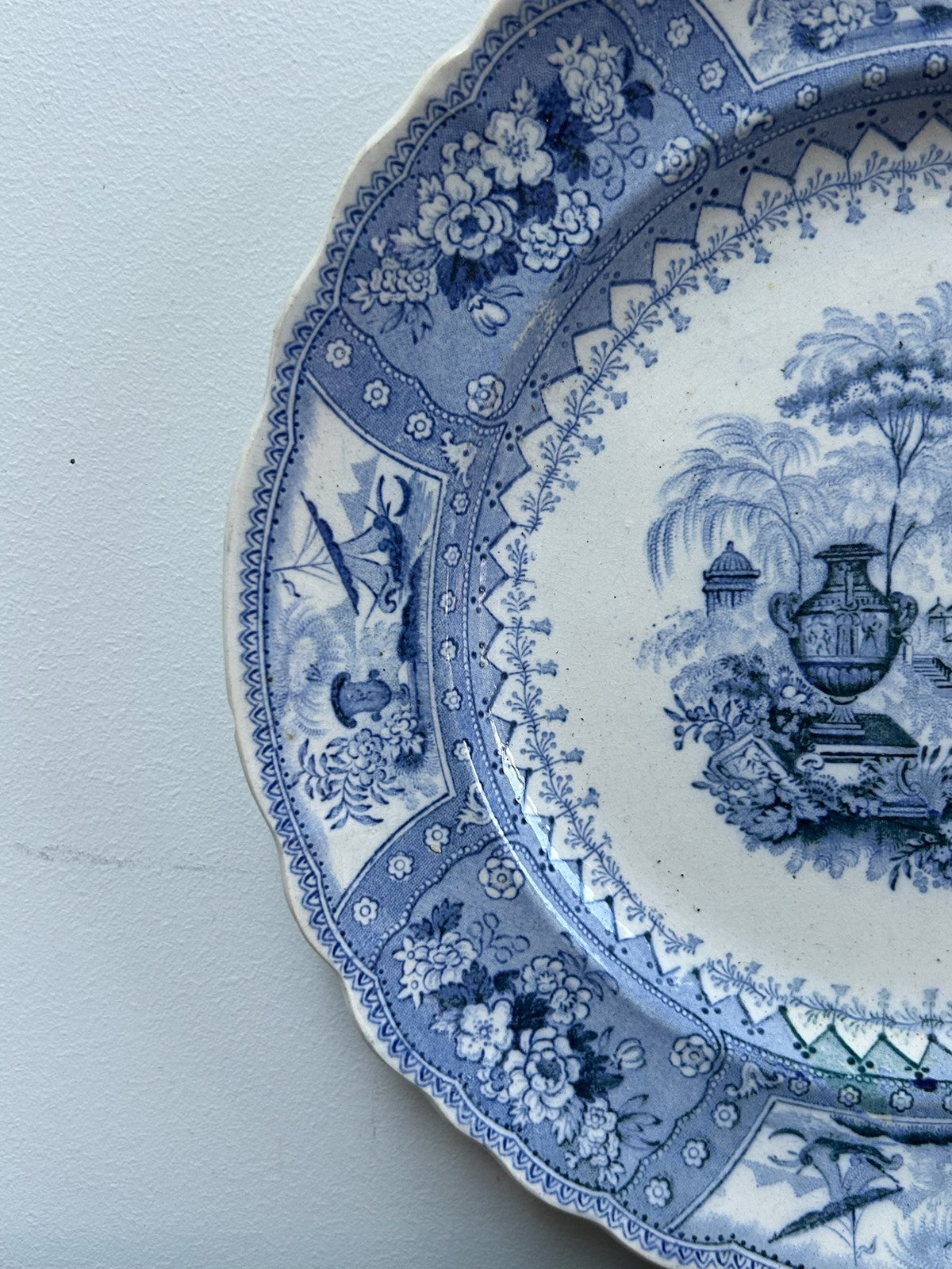Antique Staffordshire Canova Plate Thomas Mayer Blue White Transferware c18302