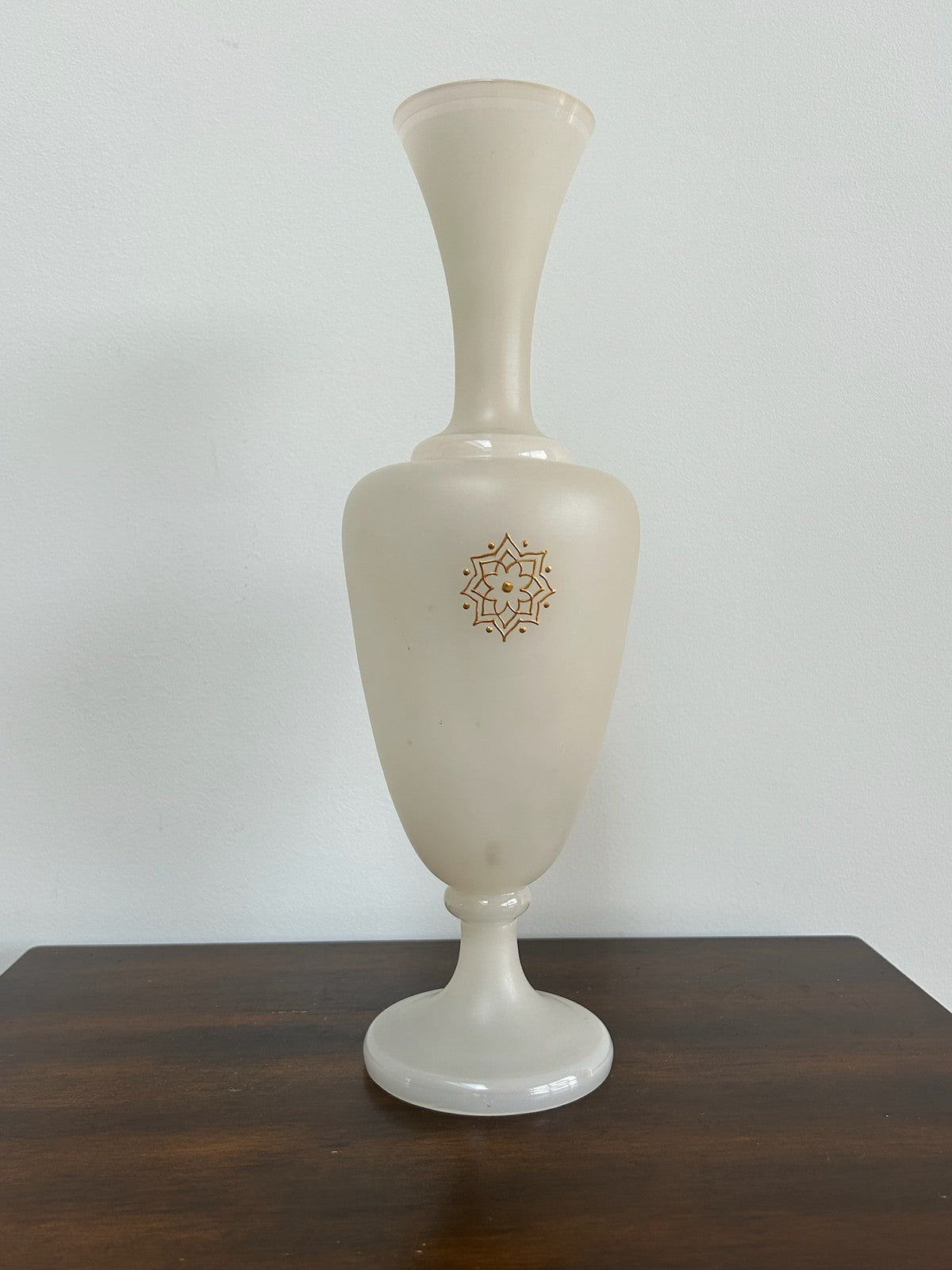 Antique Bohemian Opaline Glass Vase Portrait Cameo Gilded3