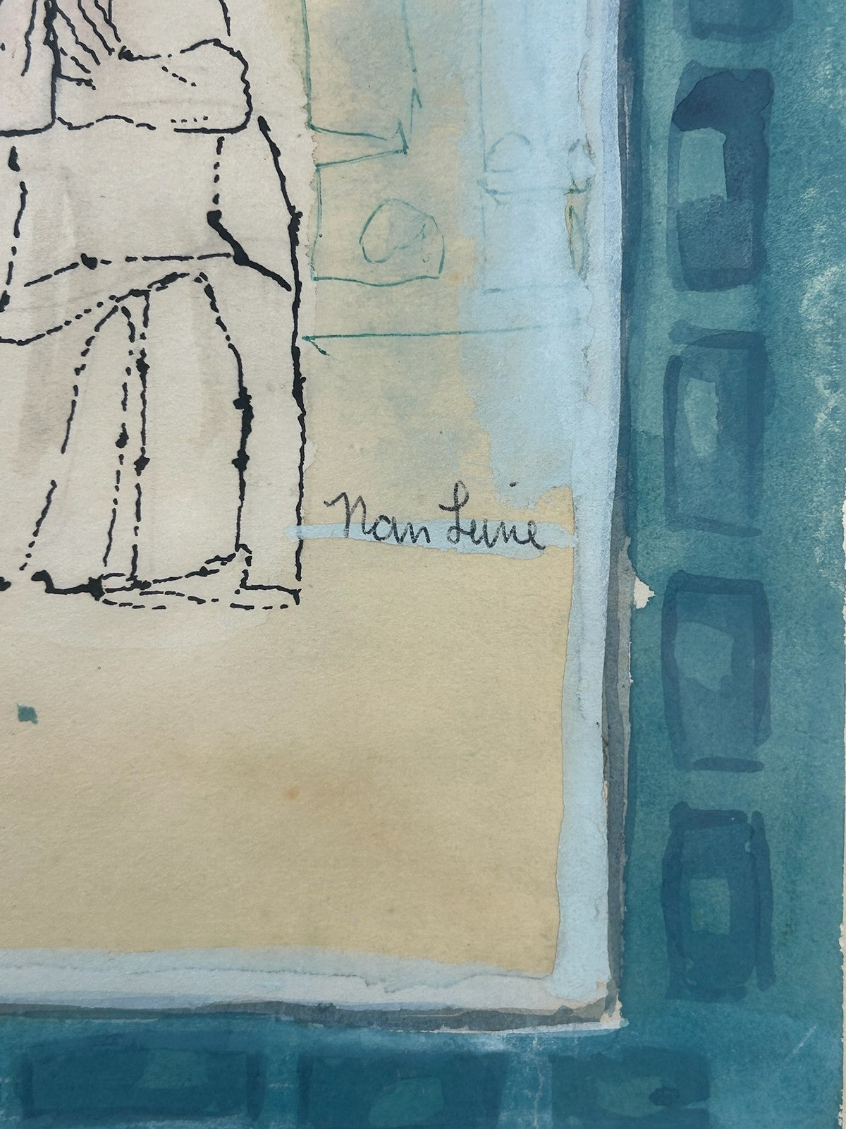 Nan Lurie 1910 1985 Original Signed Mixed Media Drawing Three Figures WPA Artist4