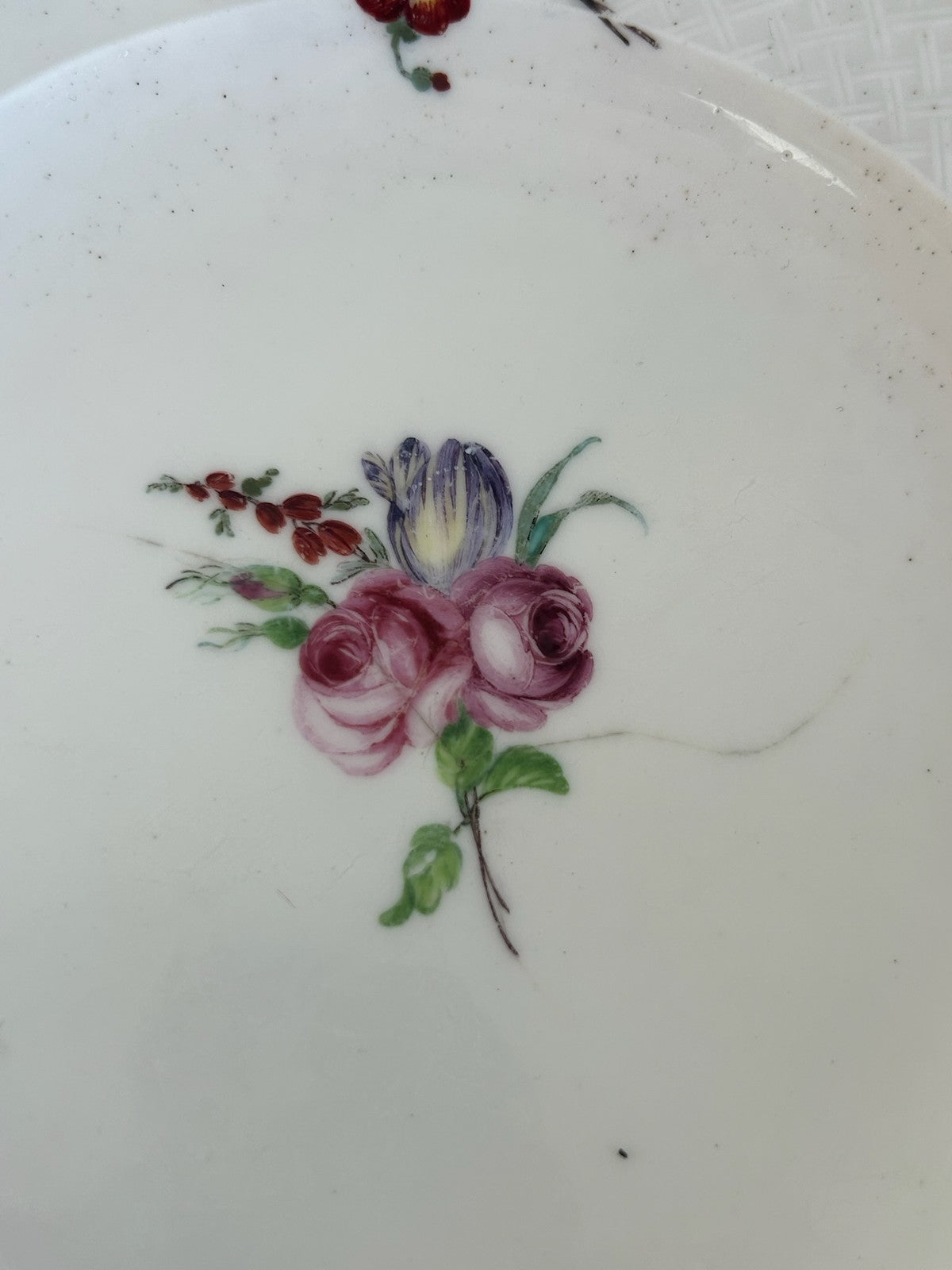 Sevres 18th C Hand Painted Floral Plate Blue 'N' Date Mark 1766 24cm2