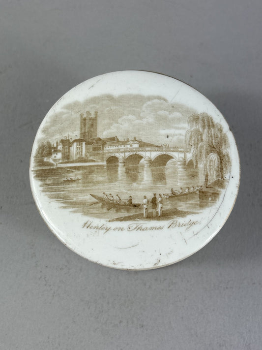 Palmer Early Porcelain Toothpaste Pot with Henley on Thames Bridge Scene