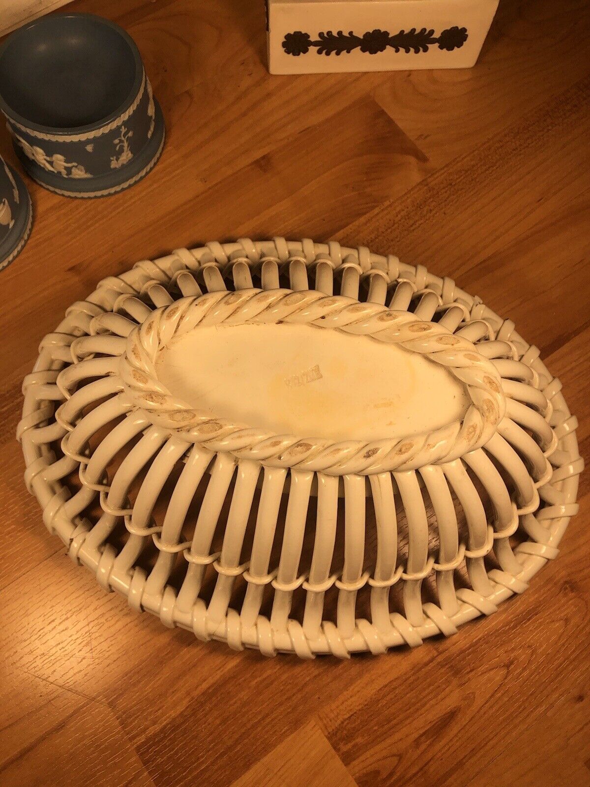 Rare Early European Creamware Bowl - Basket Weave Design