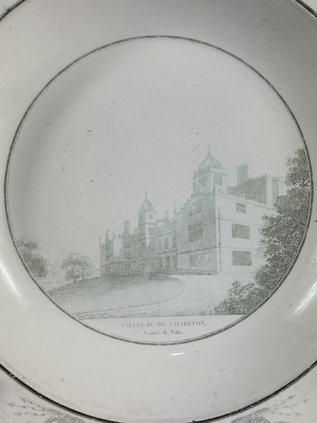 Antique Creil Montereau “Chateau de Charlton” Octagonal Plate 23cm