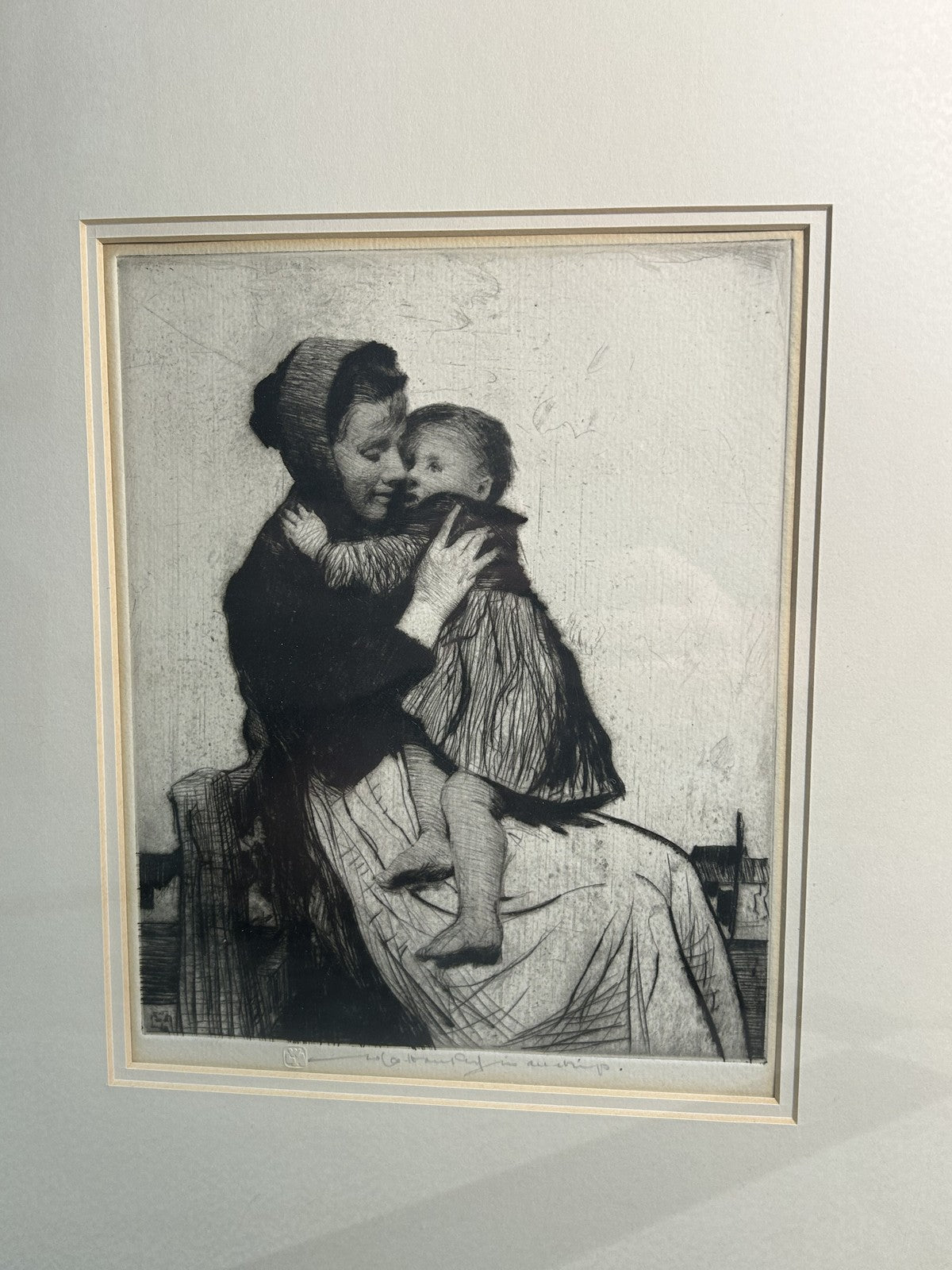 William LeeHankey — Drypoint Etching — Mother & Child Embrace5