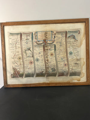 John Ogilby 1675 Road Map London to Rye Sussex Britannia Strip Map Framed