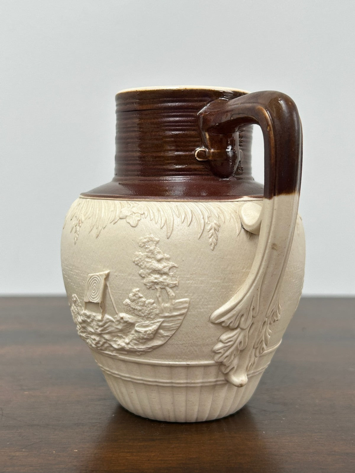 Antique Turner Stoneware Jug c1800 Sprigged Sporting Scene Georgian Drabware3