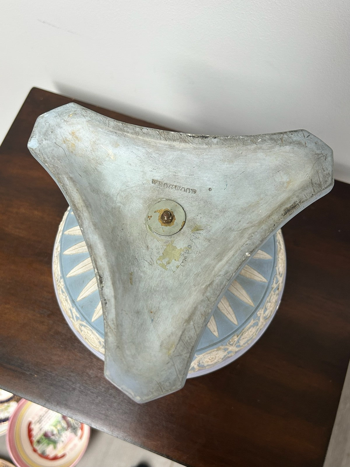 Wedgwood Pale Blue Jasper Pot Pourri Vase Pierced Cover Tripod Plinth7