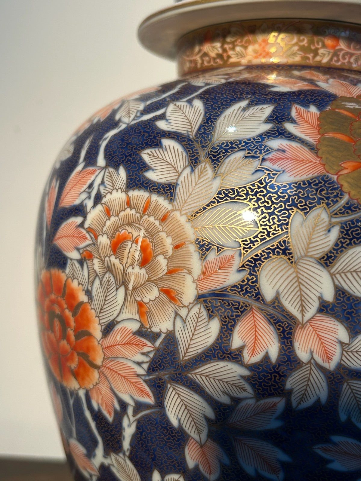 Large Antique Japanese Fukagawa Imari Lidded Temple Jar Meiji Period (A/F)11