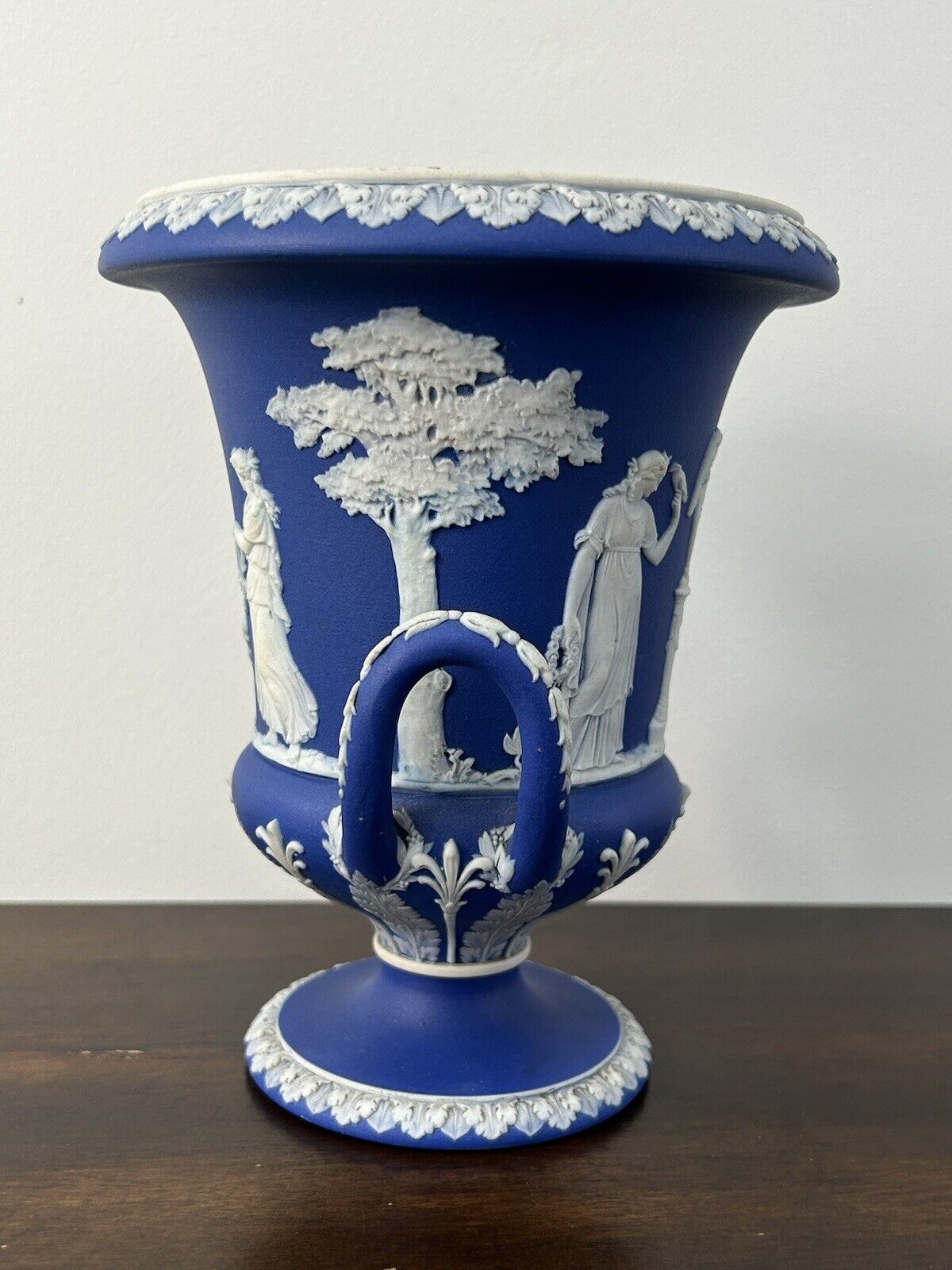 Wedgwood Jasperware Campana Urn Base Vase Portland Blue