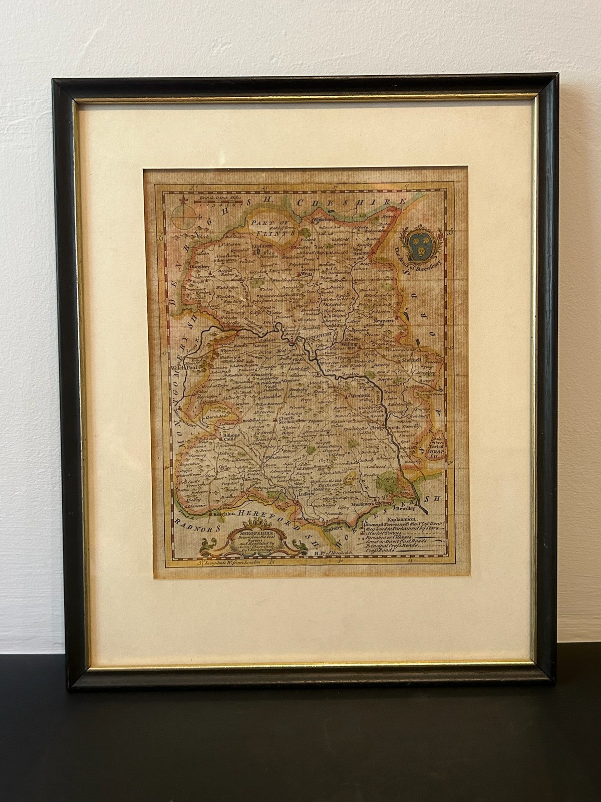 Thomas Kitchin Shropshire Antique County Map c1786 Hand Coloured Framed0