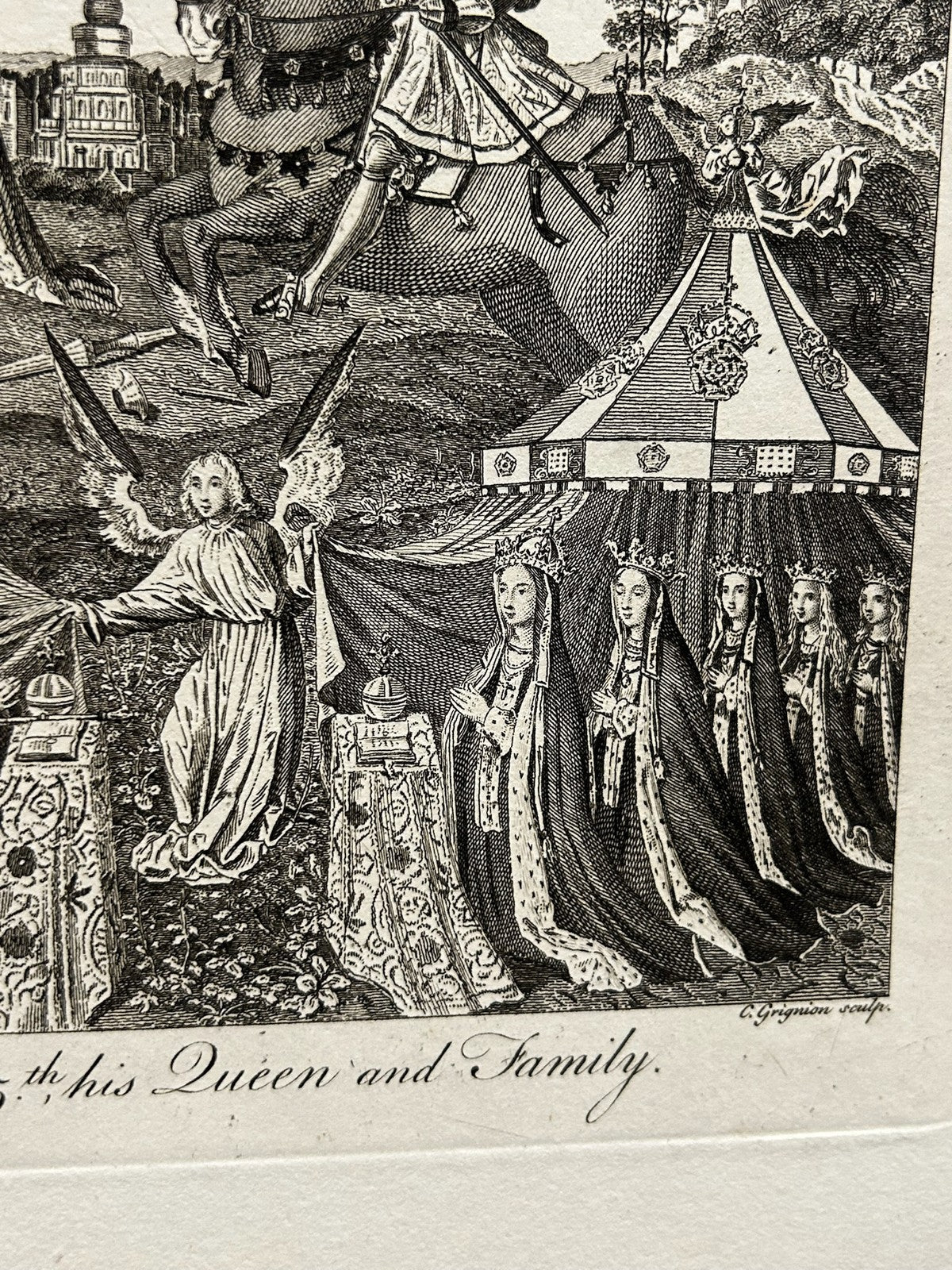 Antique 18th Century Engraving Henry V His Queen & Family by Charles Grignion4