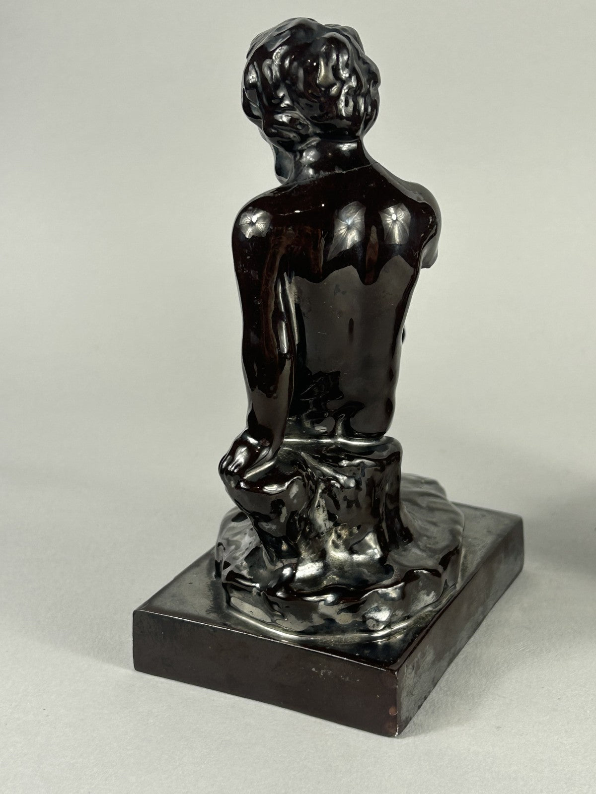 Early Staffordshire Silver Lustre Putti Figurine Pair, 18cm, Restored