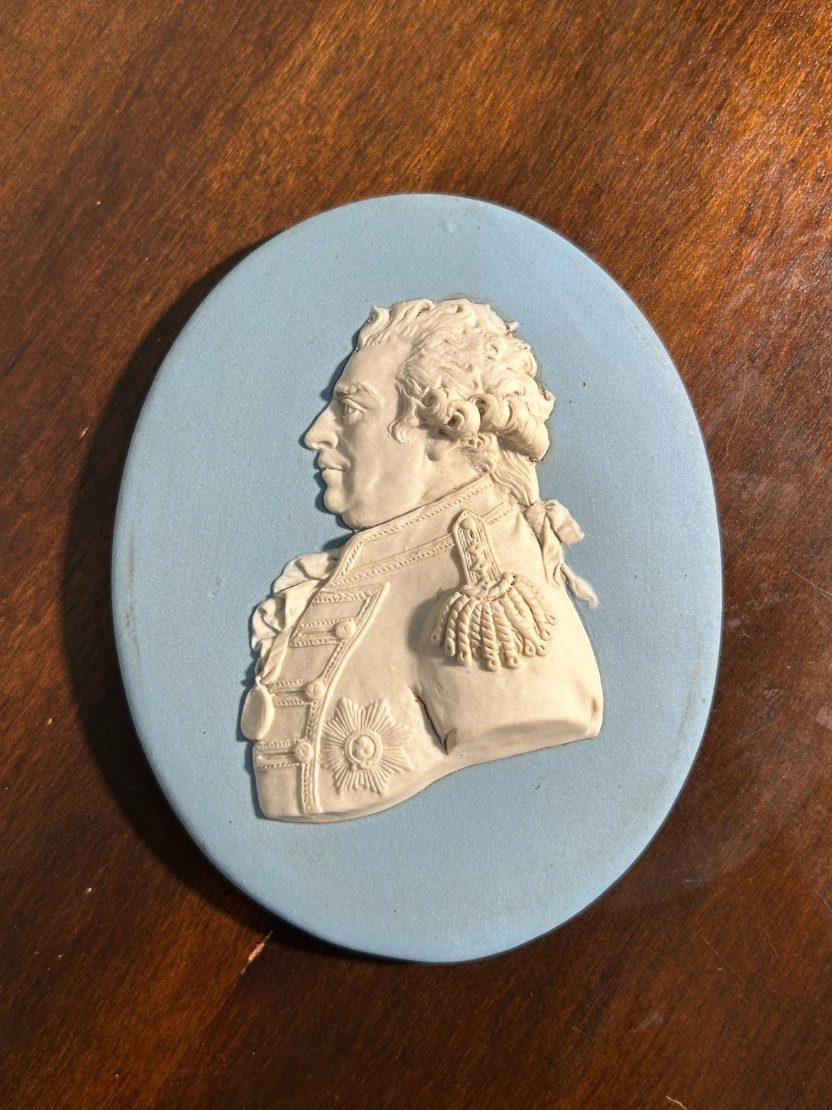 Antique 18thC Wedgwood Blue Jasper Portrait Medallion Admiral Duncan Camperdown0