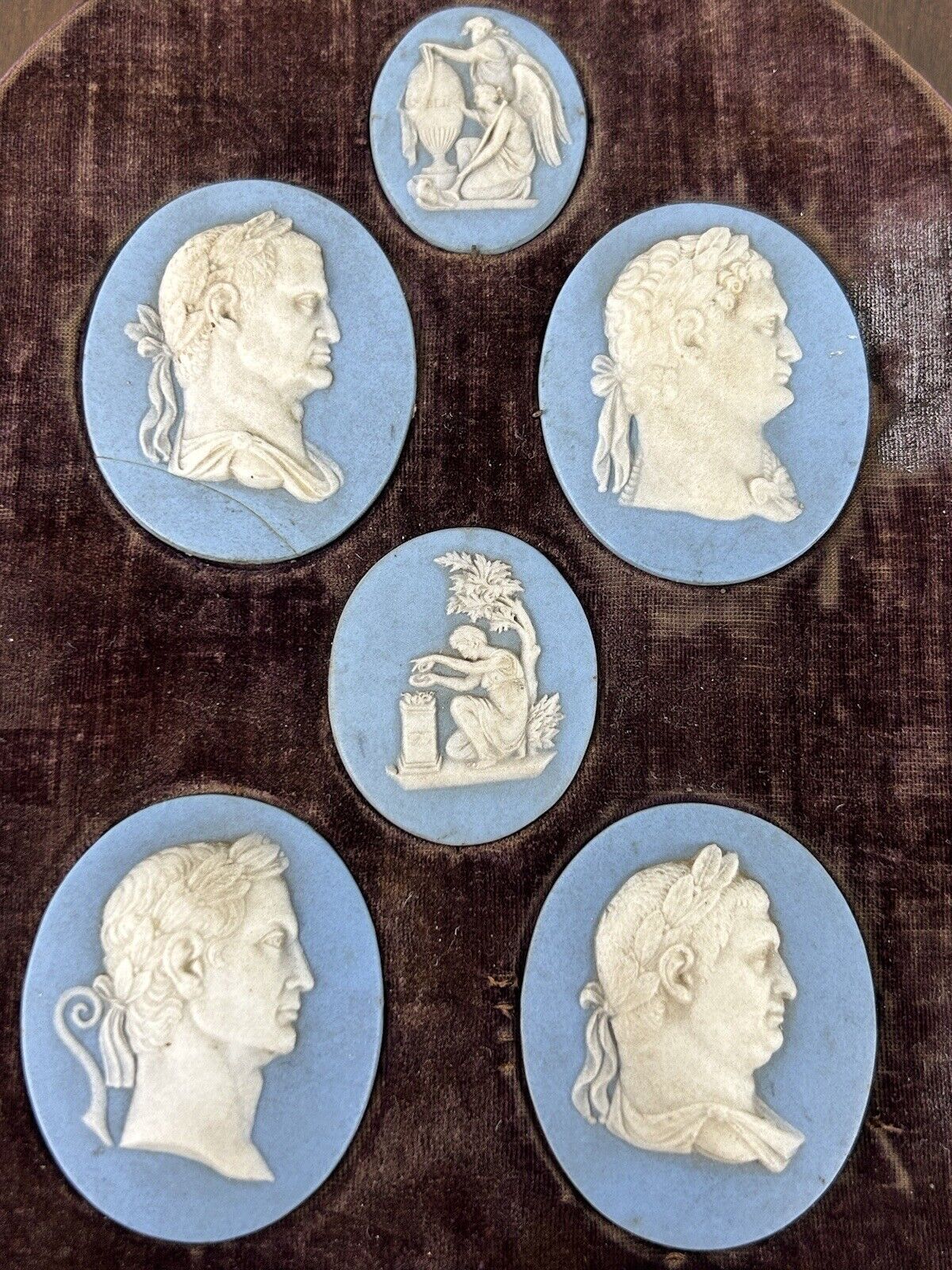 Wedgwood Jasperware Roman Emperor Medallion Jasperware Set 19th Century Wedgwood