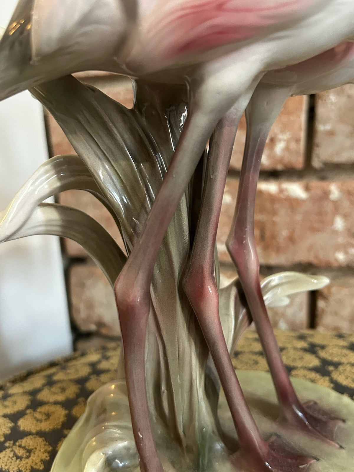 Vintage Austrian Ceramic Flamingo Group Figure Three Flamingos Made in Austria10