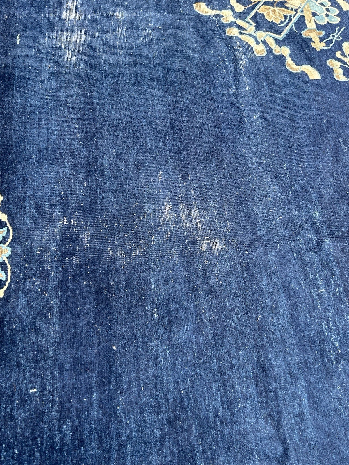 Antique Chinese Peking Carpet c.1920s Blue Ground Hand Knotted Wool Large Rug7