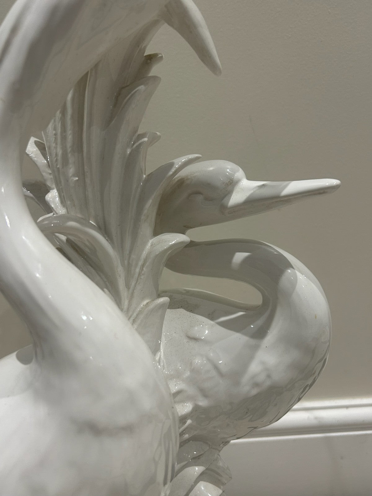 Vintage Italian Chinoiserie White Heron Bird Table Lamp Hollywood Regency 81cm4