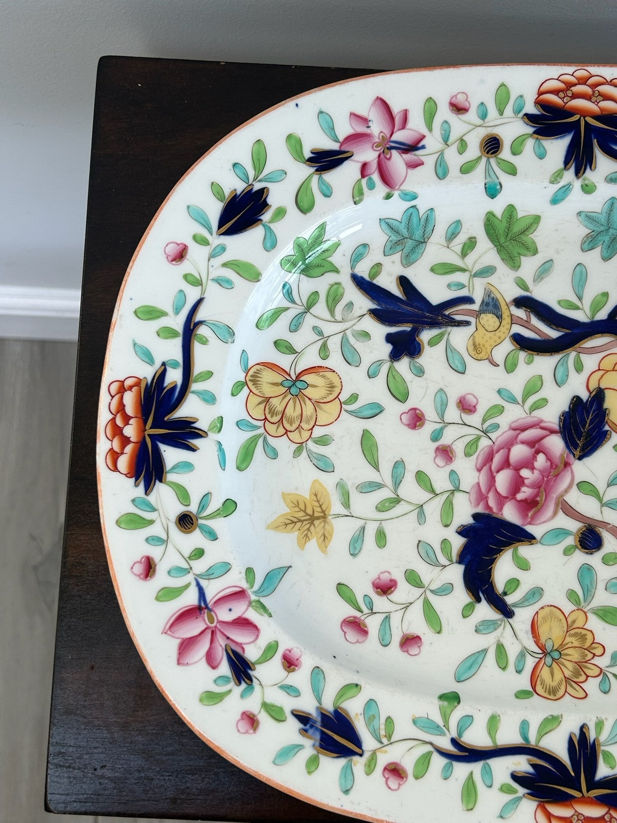 Imari Pattern Ironstone Oval Platter Floral Mason's Style 36x28cm4