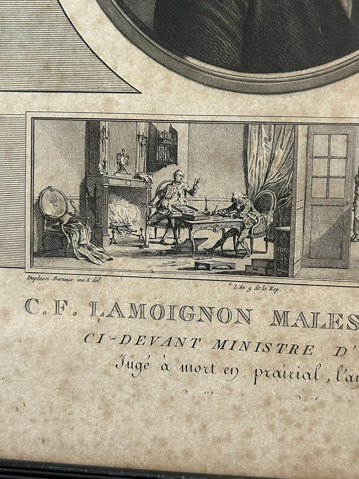 Malesherbes Louis XVI Defender French Revolution Aquatint Levachez Framed2