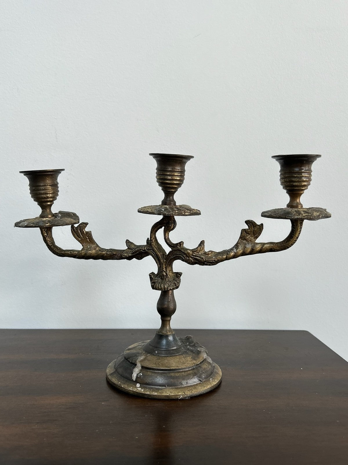 Antique Brass Candlestick Rococo Style Good Condition6