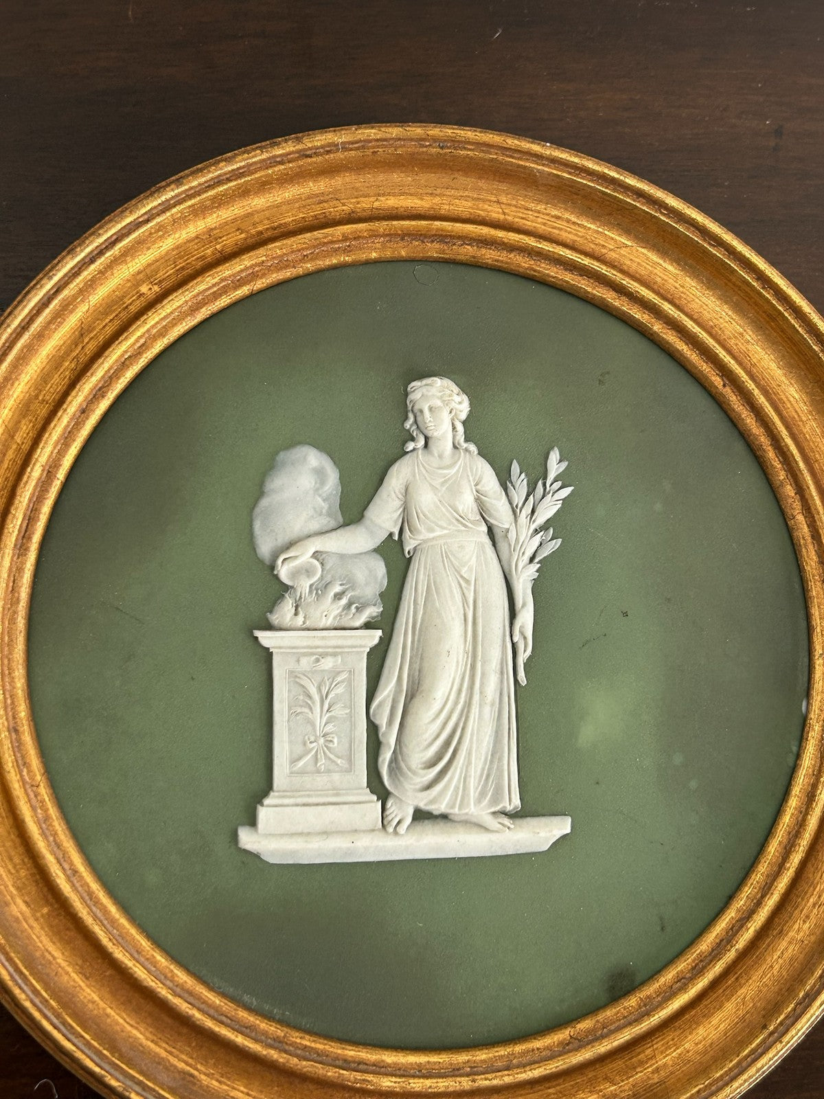Gilt Framed Jasperware Plaque Classical Maiden poss. Wedgwood 19th C1