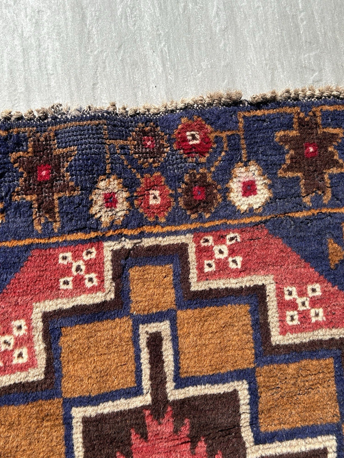 Antique Turkish Anatolian Hand Knotted Wool Rug 131x84cm Tribal Geometric 6