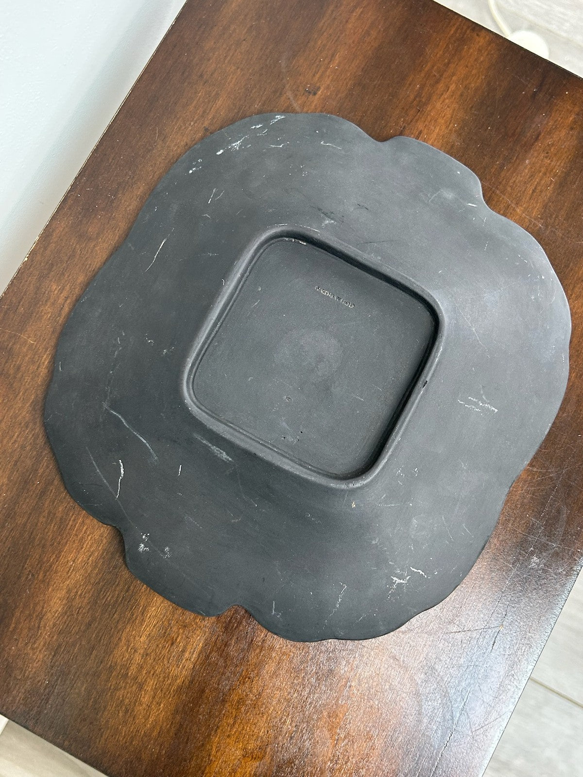 Wedgwood Black Basalt Shaped Dish Impressed WEDGWOOD 19th C 22x255