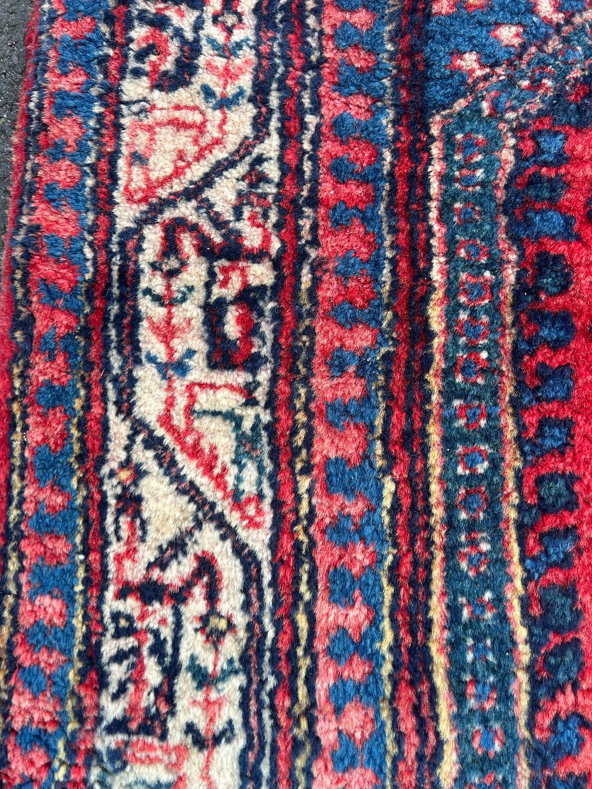 Antique Oriental Hand Knotted Boteh Mir Wool Rug Red Indigo NTC Label 212x135cm9