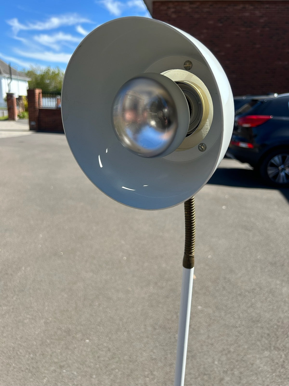 Vintage Belid Floor Lamp Sweden G 222 White Spot Head Flexible Neck Working3