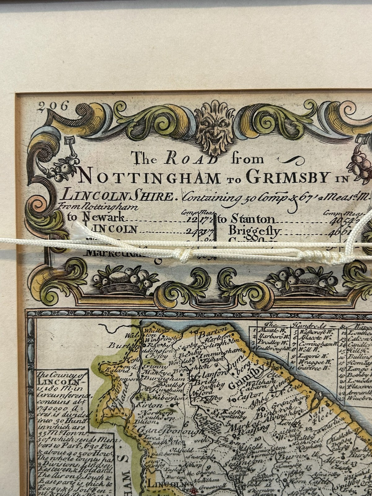 Owen Bowen Britannia Depicta Road Nottingham to Grimsby Lincolnshire Map c17203