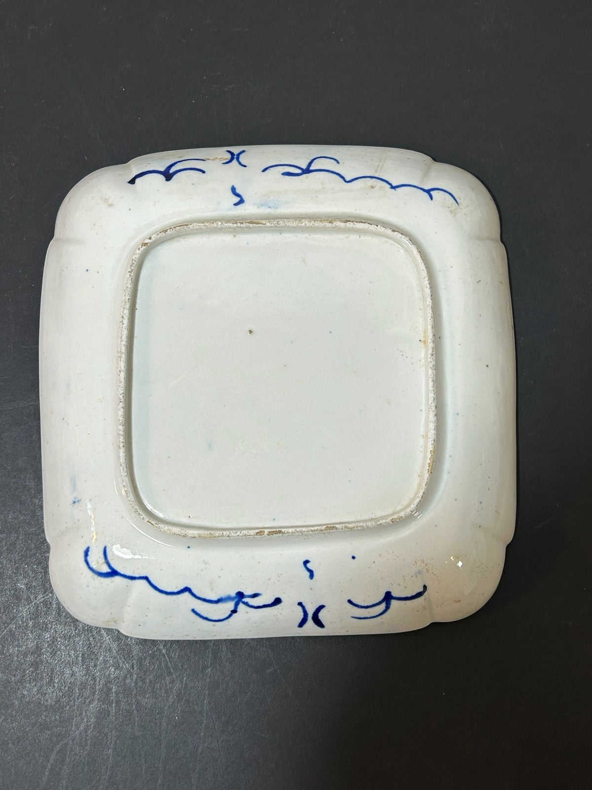 Antique Money Tree Pattern Imari Stone China Square Dish Blue Seal Mark 21cm5